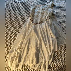 Cream and gold one shoulder Curtain Call Costumes ballet costume